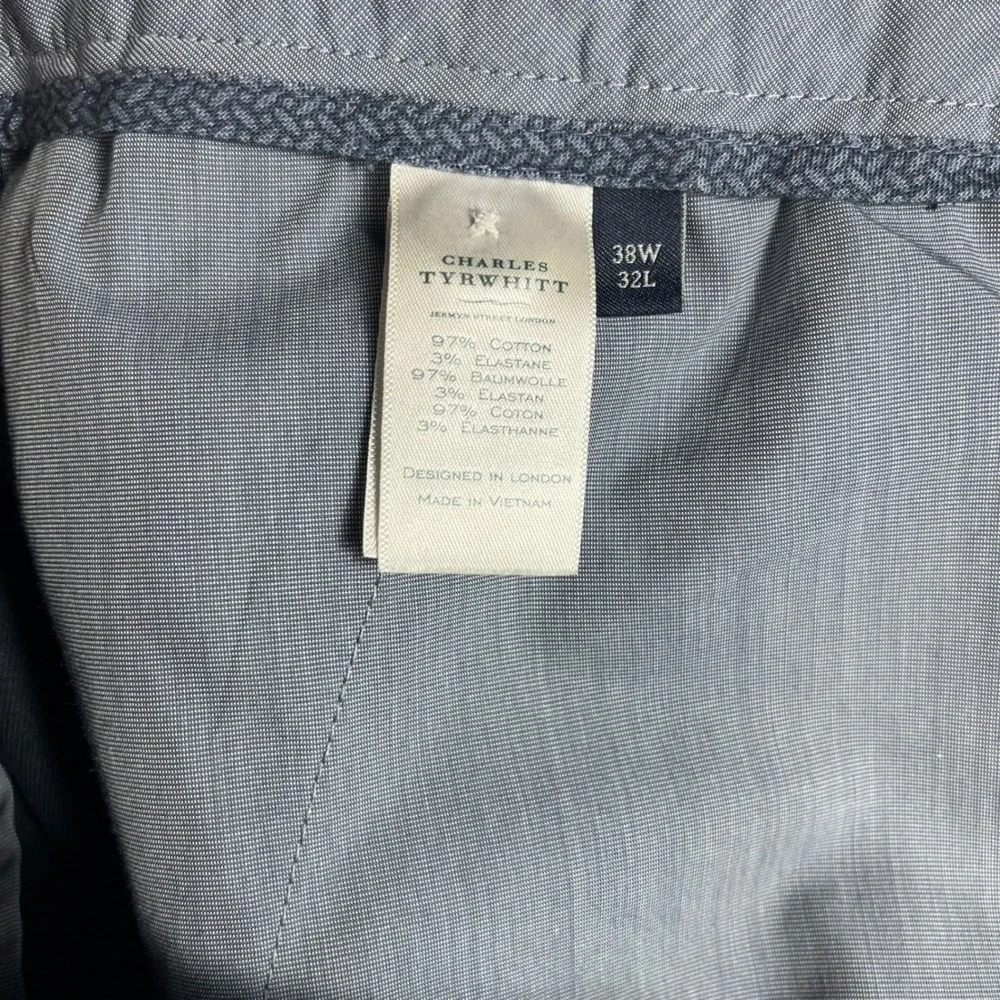 Charles‎ Tyrwhitt Chino Pants Mens 38 Navy Blue Classic Fit Non-Iron Stretch
